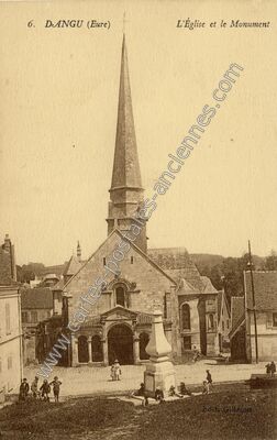 Carte postale ancienne L'Église et le Monument — Dangu (Eure)