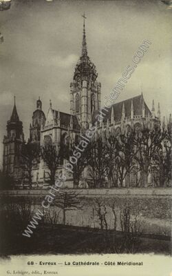 Carte postale ancienne La Cathédrale - Côté Méridional — Évreux (Eure)