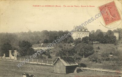 Carte postale ancienne Un coin de Fleury, Route de Rouen — Fleury-sur-Andelle (Eure)