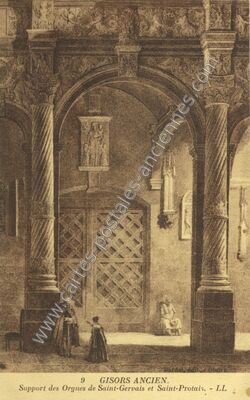Carte postale ancienne Support des Orgues de Saint-Gervais et Saint-Protais — Gisors (Eure)
