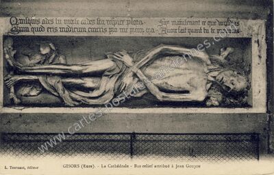 Carte postale ancienne La Cathédrale - Bas-relief attribué à Jean Goujon — Gisors (Eure)