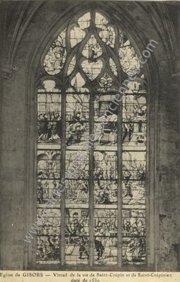 Carte postale ancienne Vitrail de la vie de Saint-Crépin et de Saint-Crépinien daté de 1530 — Gisors (Eure)