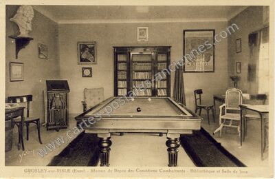 Carte postale ancienne Maison de Repos des Comédiens Combattants - Bibliothèque et Salle de Jeux — Grosley-sur-Risle (Eure)