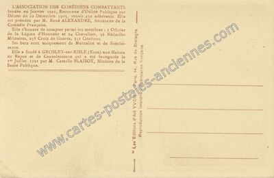 Carte postale ancienne L'ASSOCIATION DES COMÉDIENS COMBATTANTS — Grosley-sur-Risle (Eure)