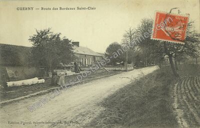 Carte postale ancienne Route des Bordeaux Saint-Clair — Guerny (Eure)