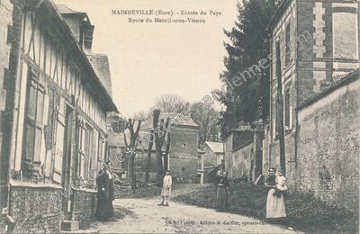 Carte postale ancienne Entrée du Pays / Route du Mesnil-sous-Vienne — Mainneville (Eure)