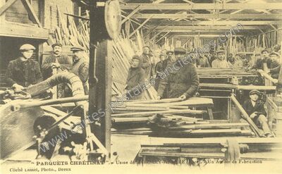 Carte postale ancienne Parquets Chrètinat ". Usine. Un Atelier de Fabrication — Marcilly-sur-Eure (Eure)