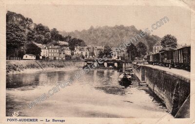 Carte postale ancienne Le Barrage — Pont-Audemer (Eure)