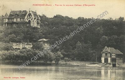 Carte postale ancienne Vue sur le nouveau Château d'Herqueville — Porte-Joie (Eure)