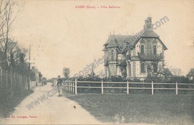 Carte postale ancienne Villa Bellevue — Andé (Eure)