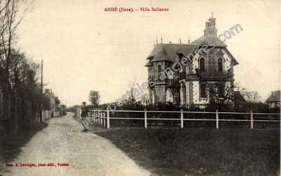 Carte postale ancienne Villa Bellevue — Andé (Eure)