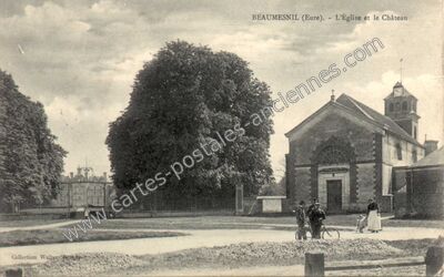 Carte postale ancienne L'Église et le Château — Beaumesnil (Eure)