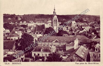 Carte postale ancienne Vue prise du Mont-Milon — Bernay (Eure)