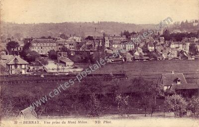 Carte postale ancienne Vue prise du Mont Milon — Bernay (Eure)