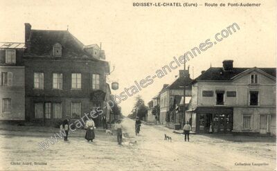 Carte postale ancienne Route de Pont-Audemer — Boissey-le-Châtel (Eure)