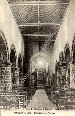 Carte postale ancienne Intérieur de l'Eglise — Breteuil (Eure)