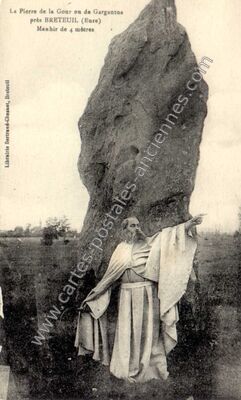 Carte postale ancienne La Pierre de la Gour ou de Gargantua — Breteuil (Eure)
