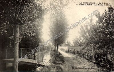 Carte postale ancienne Les Bords de l'Eure — Breuilpont (Eure)