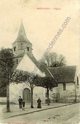 Carte postale ancienne L'Eglise — Breuilpont (Eure)