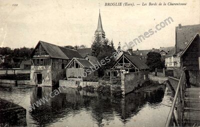 Carte postale ancienne Les Bords de la Charentonne — Broglie (Eure)