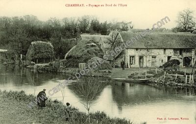 Carte postale ancienne Paysage au Bord de l'Eure — Chambray (Eure)