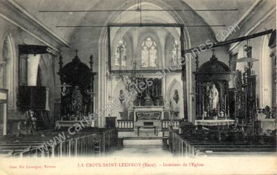 Carte postale ancienne Intérieur de l'Eglise — La Croix Saint Leufroy (Eure)