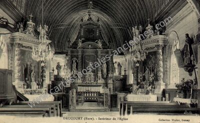 Carte postale ancienne Intérieur de l'Eglise — Drucourt (Eure)