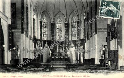 Carte postale ancienne Intérieur de l'Église — Fleury-sur-Andelle (Eure)