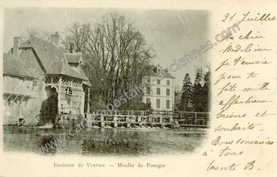 Carte postale ancienne Moulin de Fourges — Fourges (Eure)