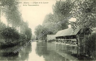 Carte postale ancienne L'Epte et le Lavoir de la Vaussonnière — Gasny (Eure)