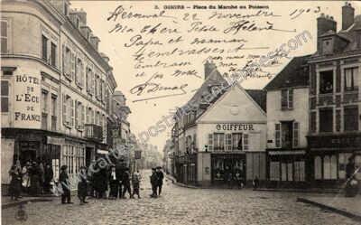 Carte postale ancienne Place du Marché au Poisson — Gisors (Eure)