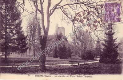 Carte postale ancienne Le Jardin et Tour Saint-Thomas — Gisors (Eure)