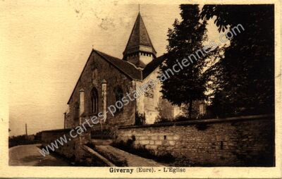 Carte postale ancienne L'Eglise — Giverny (Eure)