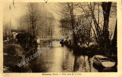 Carte postale ancienne Pont près de la Gare — Giverny (Eure)