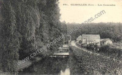 Carte postale ancienne Les Cascades — Glisolles (Eure)