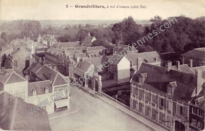 Carte postale ancienne À vol d'oiseau (côté Est) — Grandvilliers (Eure)
