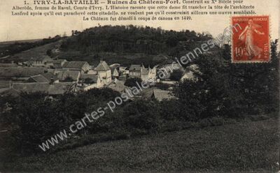 Carte postale ancienne Ruines du Château-Fort — Ivry-la-Bataille (Eure)