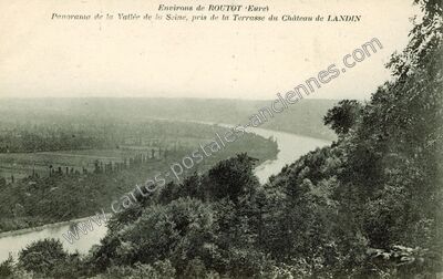 Carte postale ancienne Panorama de la Vallée de la Seine, pris de la Terrasse du Château — Le Landin (Eure)