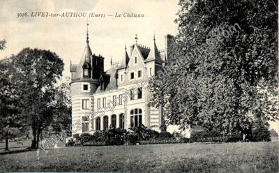 Carte postale ancienne Le Château — Livet-sur-Authou (Eure)