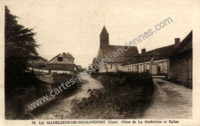Carte postale ancienne Côtes de La Madeleine et Eglise — La Madeleine-de-Nonancourt (Eure)