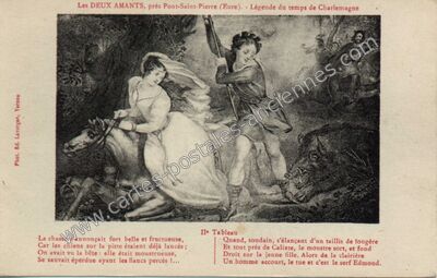 Carte postale ancienne Les Deux Amants — Pont-Saint-Pierre (Eure)