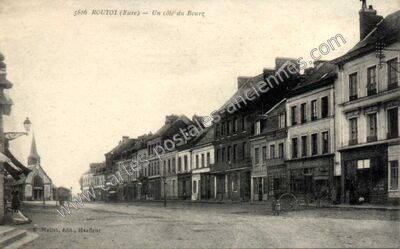 Carte postale ancienne Un côté du Bourg — Routot (Eure)