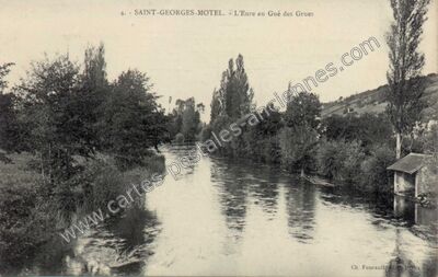 Carte postale ancienne L'Eure au Gué des Grues — Saint-Georges-Motel (Eure)