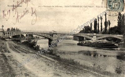 Carte postale ancienne Pont sur l'Eure — Saint-Pierre-du-Vauvray (Eure)
