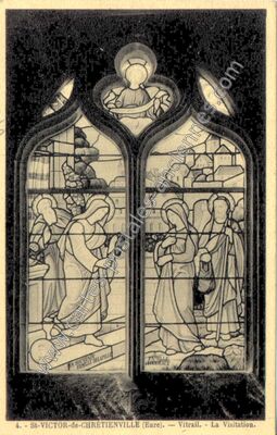 Carte postale ancienne Vitrail. - La Visitation — Saint-Victor-de-Chrétienville (Eure)