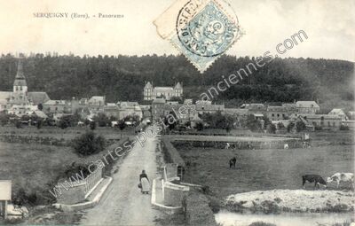 Carte postale ancienne Panorama — Serquigny (Eure)