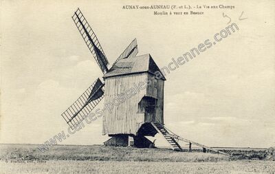 Carte postale ancienne La Vie aux Champs Moulin à vent en Beauce — Aunay-sous-Auneau (Eure-et-Loir)