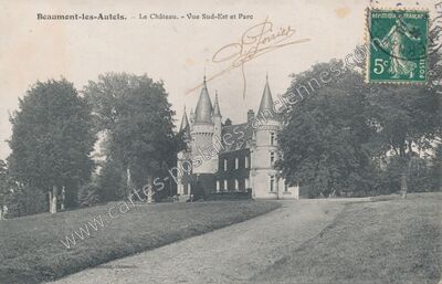 Carte postale ancienne Le Château. - Vue Sud-Est et Parc — Beaumont-les-Autels (Eure-et-Loir)