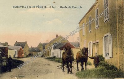 Carte postale ancienne Route de Honville — Boisville-la-Saint-Père (Eure-et-Loir)