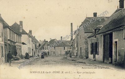 Carte postale ancienne Rue principale — Boisville-la-Saint-Père (Eure-et-Loir)